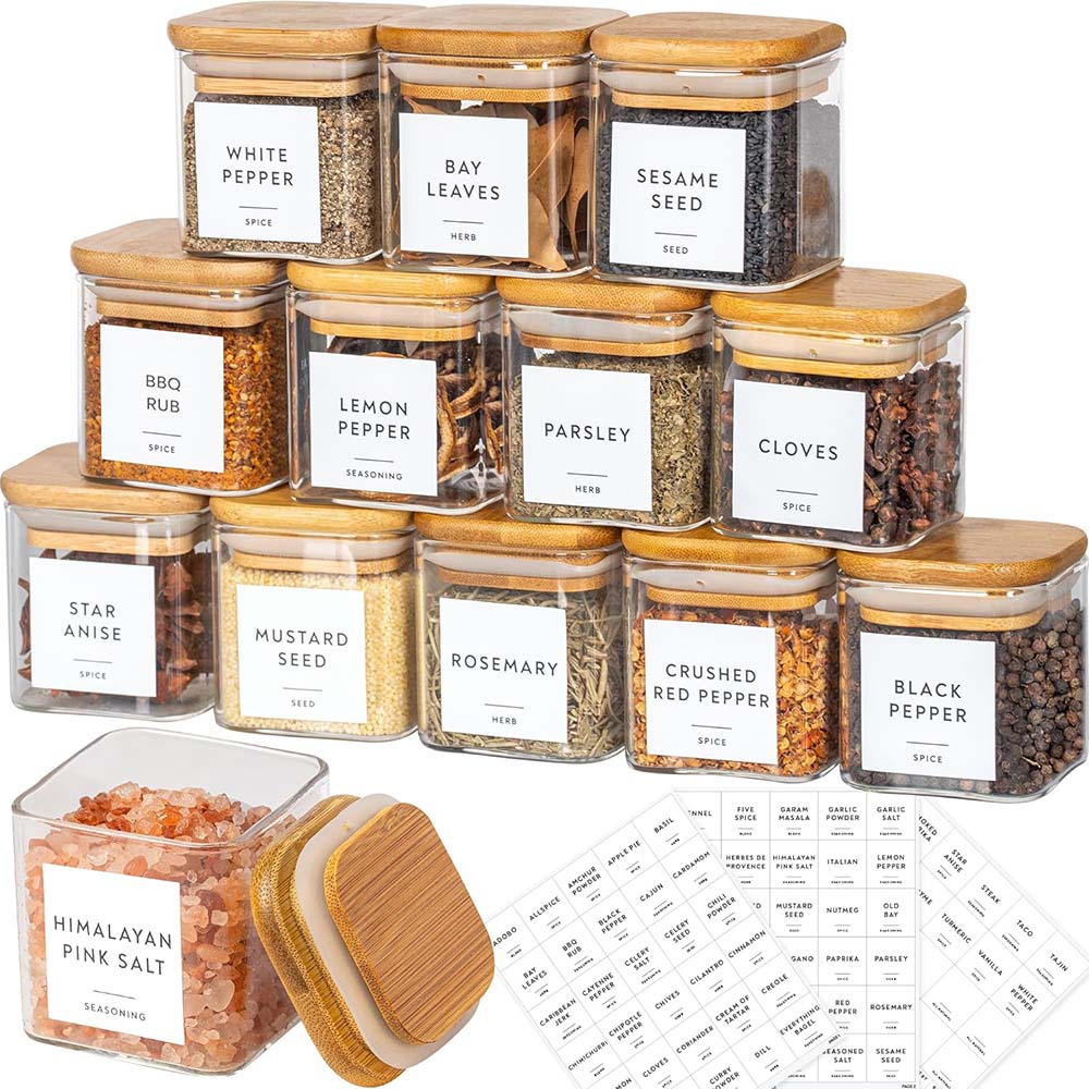 Food Storage Glass Container Set - Set toples kaca 5oz dengan label