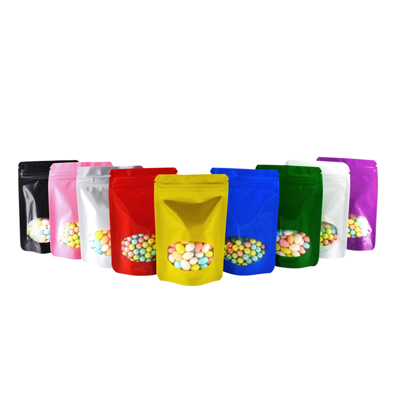 Food Storage Bags Zip Lock Pouch - 100 Buah Berwarna Aluminium Foil Berdiri