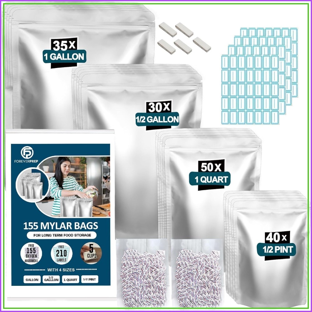 Food Storage Label - 155 Kantong Mylar dengan 155 Penyerap