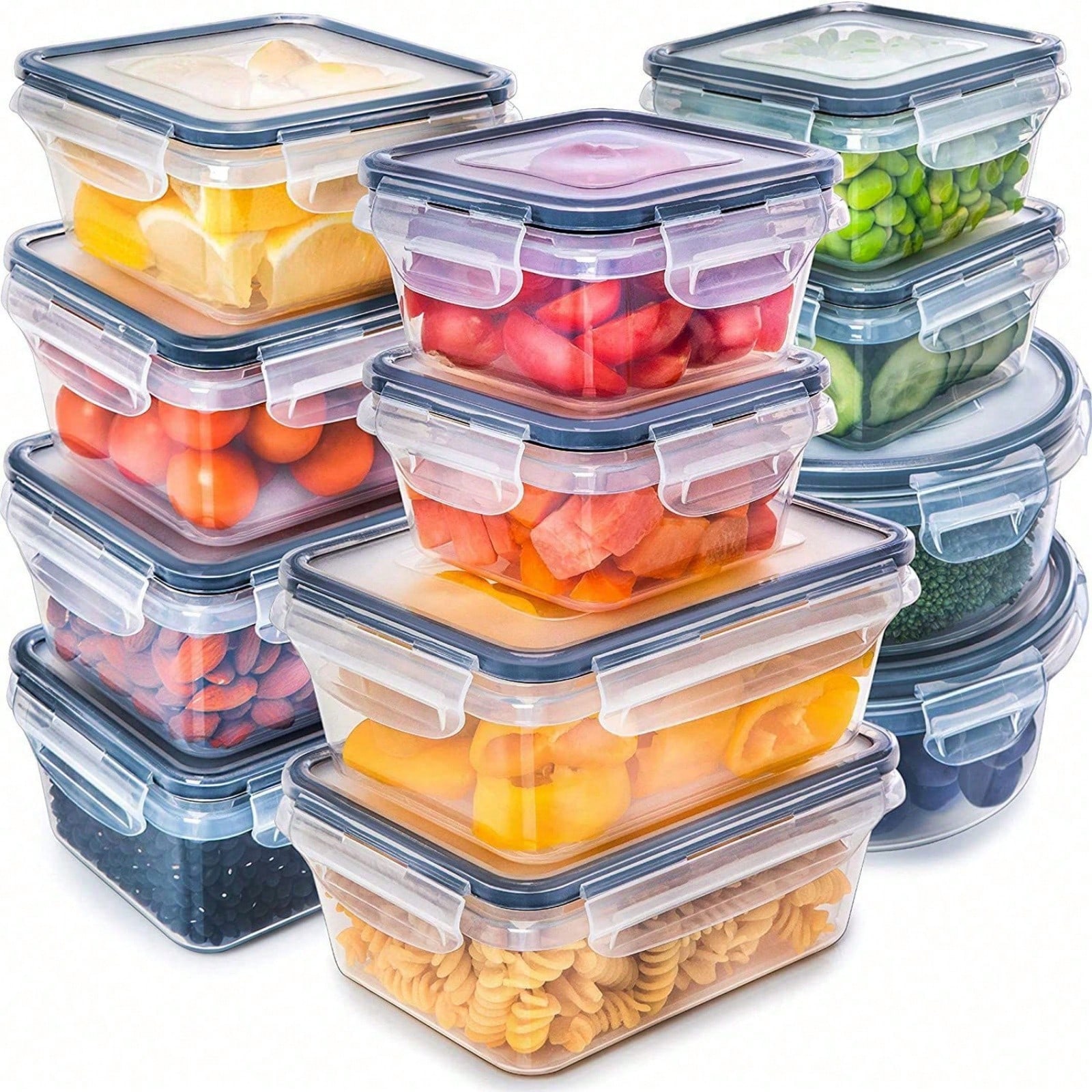 Food Storage Lunch Box - 12 Kotak Penyimpanan Makanan Plastik Tertutup,