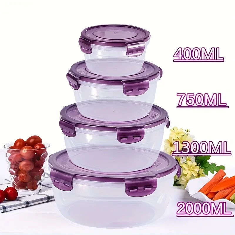 Food Storage Lunch Box - 4 Wadah Penyimpanan Makanan Plastik, Kotak