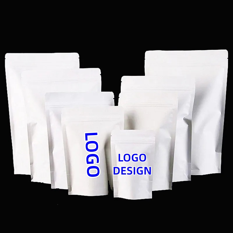 Food Storage Bags Zip Lock Pouch - 100pcs Grosir Kantong Kertas Putih Berdiri