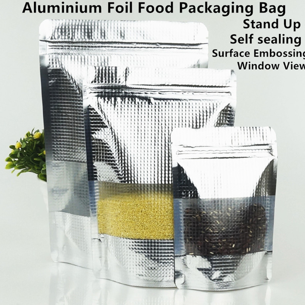 Food Storage Bags Zip Lock Pouch - 100 Buah Tas Stand-Up Jendela Matte