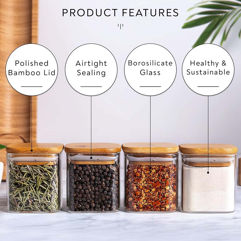 Set toples kaca 5oz dengan lab - Food Storage Glass Container Set ulasan dan harga