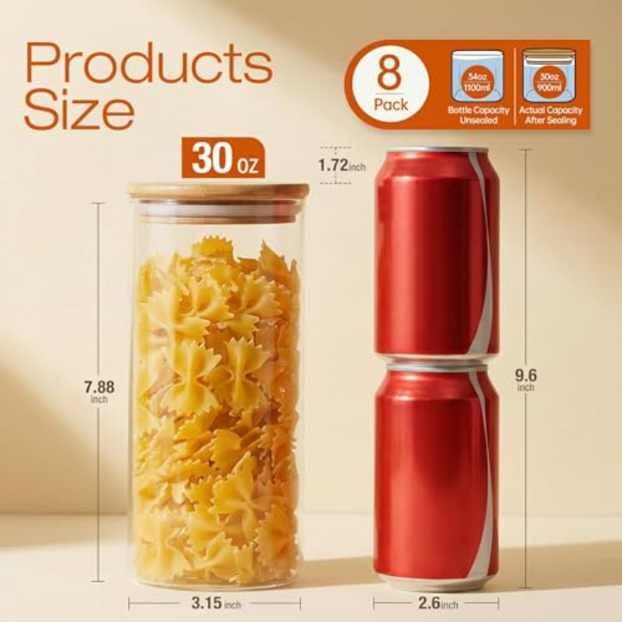 Stoples Kaca dengan Tutup Bamb - Food Storage Glass Container Set ulasan dan harga