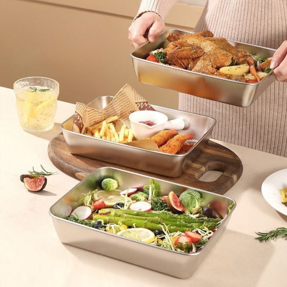 Nampan Sajian Stainless Steel  - Food Storage Table ulasan dan harga
