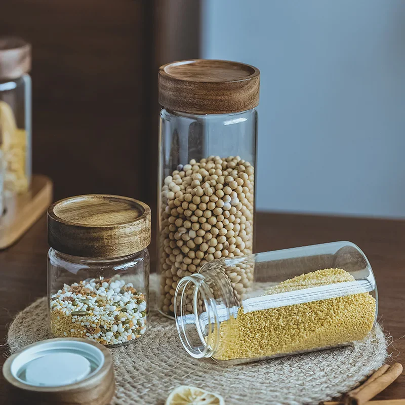 Wadah makanan tutup kayu, wada - Food Storage Glass Container Set ulasan dan harga